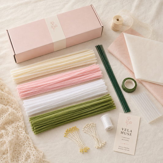 Blush Lily Garden DIY flower kit materials with approximately 30 centimetre stems