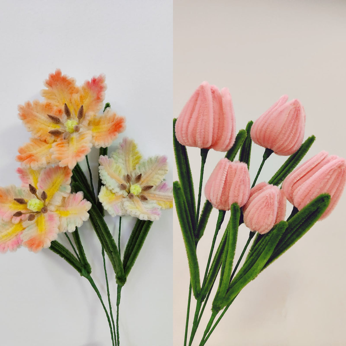 Tulips and Parrot Tulip Petals | Chenille Video Tutorial original craft photos