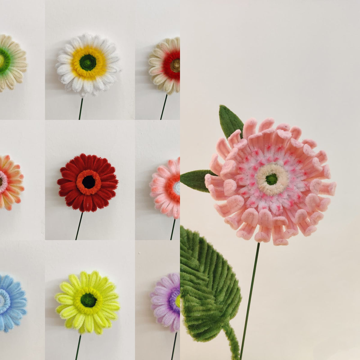 Gerbera and Chrysanthemum | Chenille Video Tutorial original craft photos
